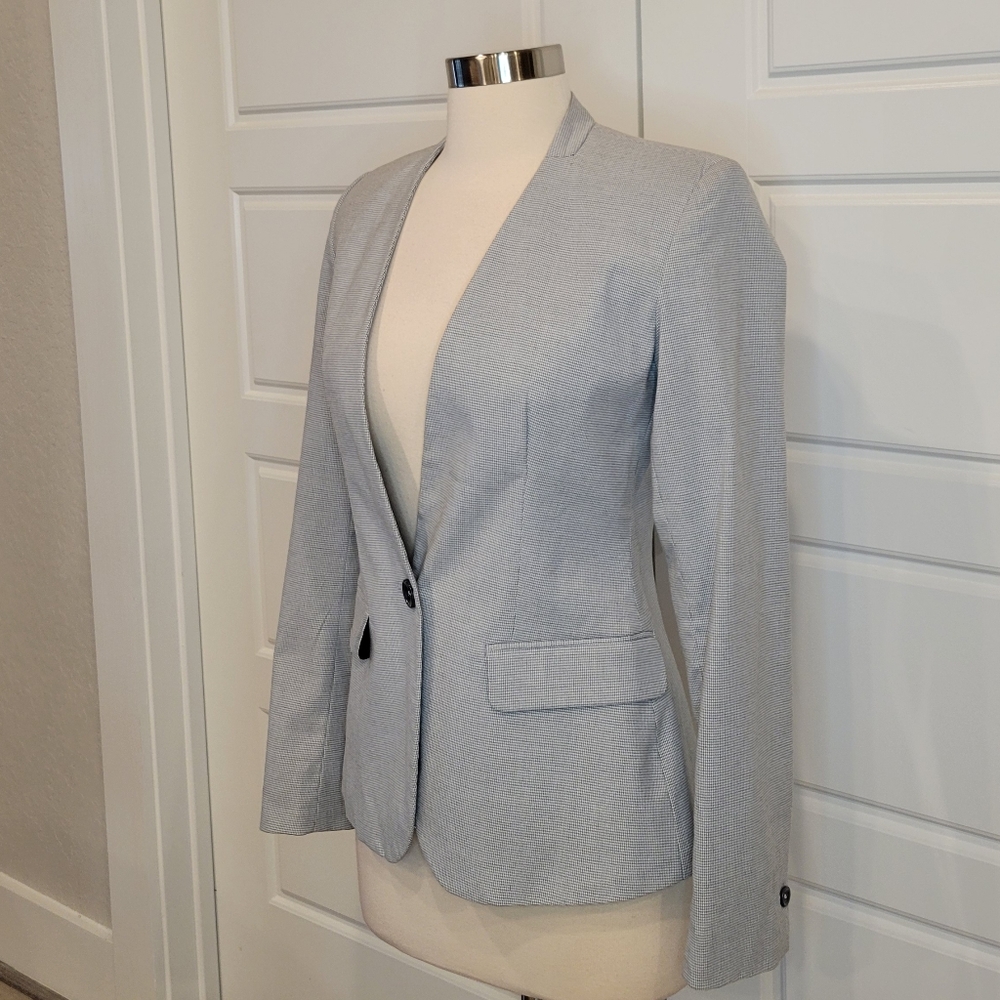 ZARA BASIC COLLECTION GRAY HOUNDSTOOTH BLAZER SIZ… - image 8